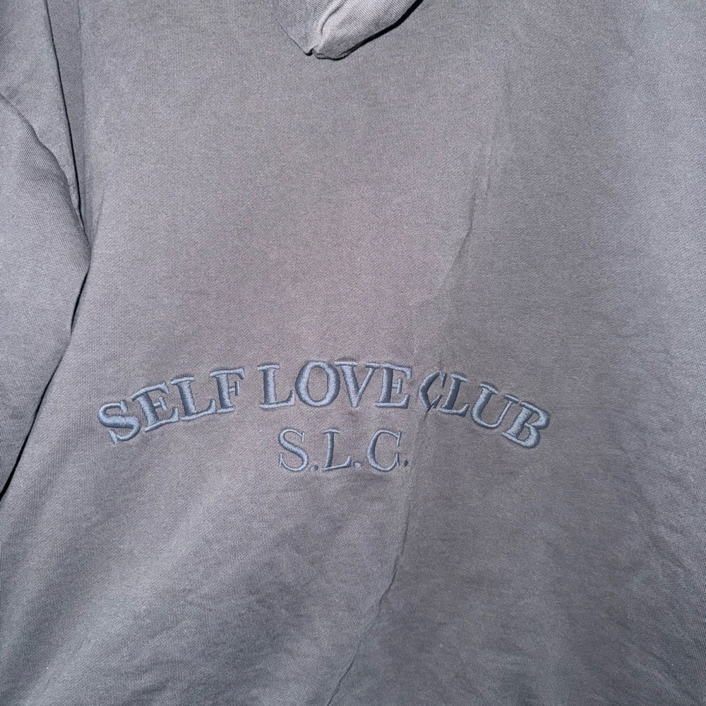 The Mayfair Group Dark Grey “Self Love Club” Zip-Up Hoodie - Picture 4 of 6